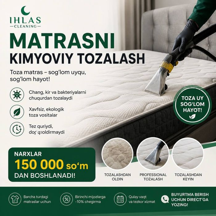 IHLAS CLEANING клининг в Ташкенте

Уборка квартир, домов, офисов, кафе