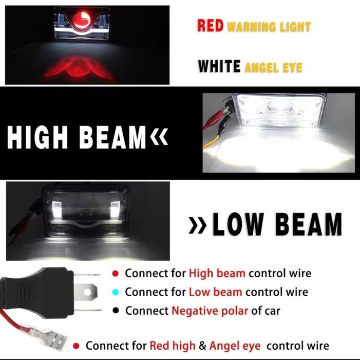 Лед фарове 12v 24v 4x6 inch LED H4