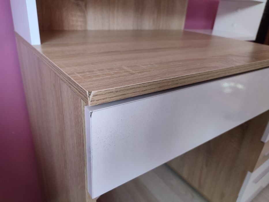 Тоалетка, дъб сонома+бял гланц