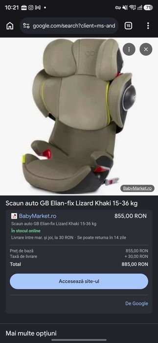 Scaun auto GB Elian-Fix ISOFIX 15–36 kg – foarte bine întreținut