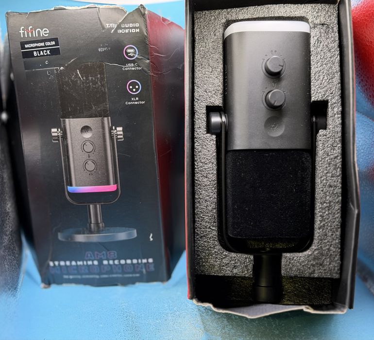 Настолен микрофон FIFINE AM8 Dynamic RGB XLR/USB- Black