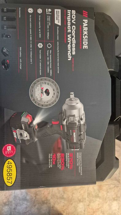 Ударен гайковерт 1900Nm, Parkside Performance C4, НОВ, Гаранция