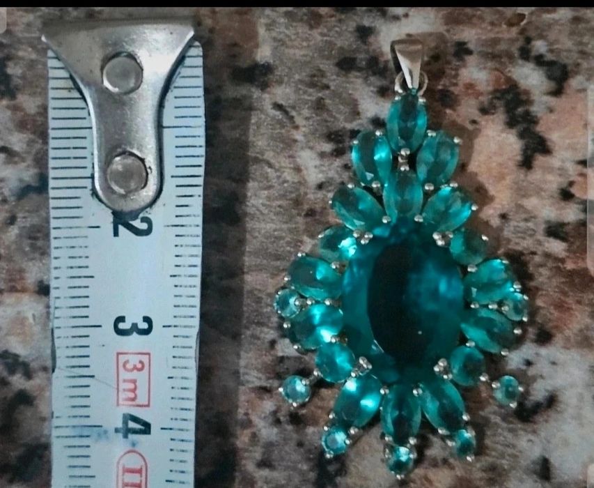 Pandantiv damă nou superb din argint stantat 925 cu piatra naturala