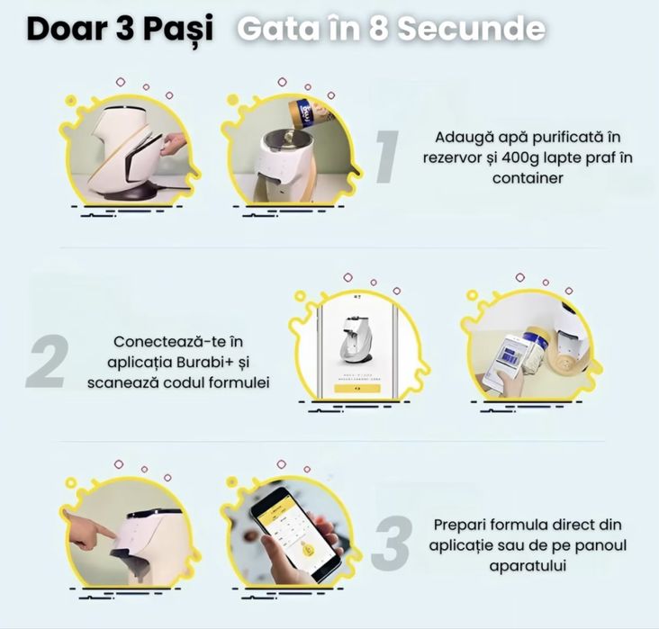 Aparat prepare lapte praf, espresor lapte praf, exclusiv android