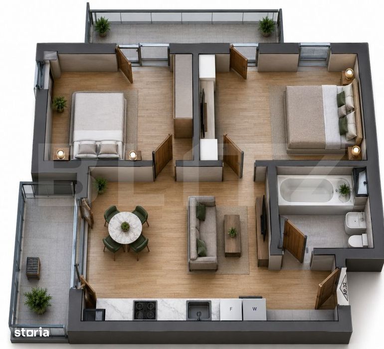 Apartament modern, cu 3 camere, semifinisat, etaj 1, in Apahida — fotografia 1