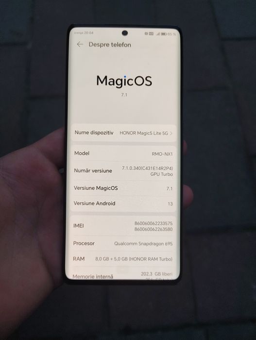 Telefon Honor Magic5 Lite 5G 256GB – stare foarte bună / schimb cu iPhone 11/12