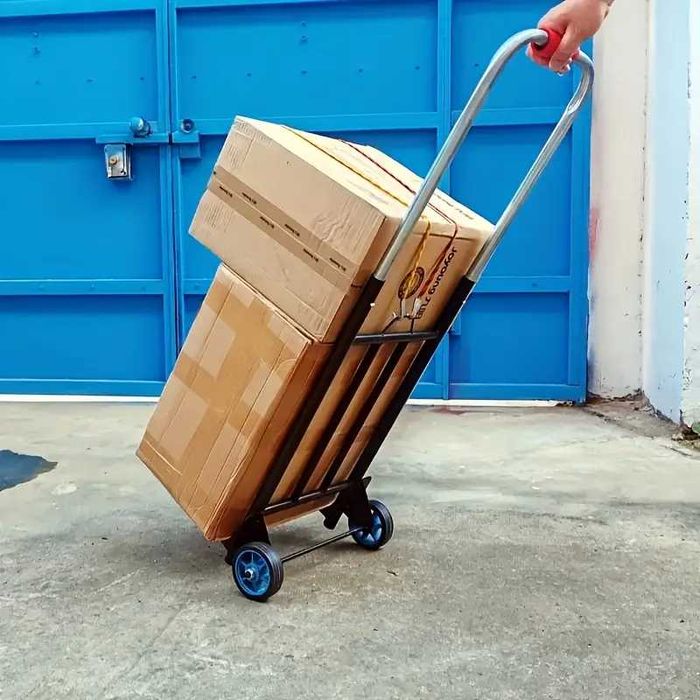 Carut carucior pliabil cadru metalic 90x30x26cm, roți dure cu rulmenti rezistente la uzură carat pentru mutare cumpărături și călătorii. Sarcina 55 Kg