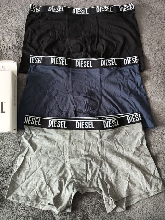 Diesel set 3 boxeri bărbați lungi bleumarin-gri-negru marimea L noi originali