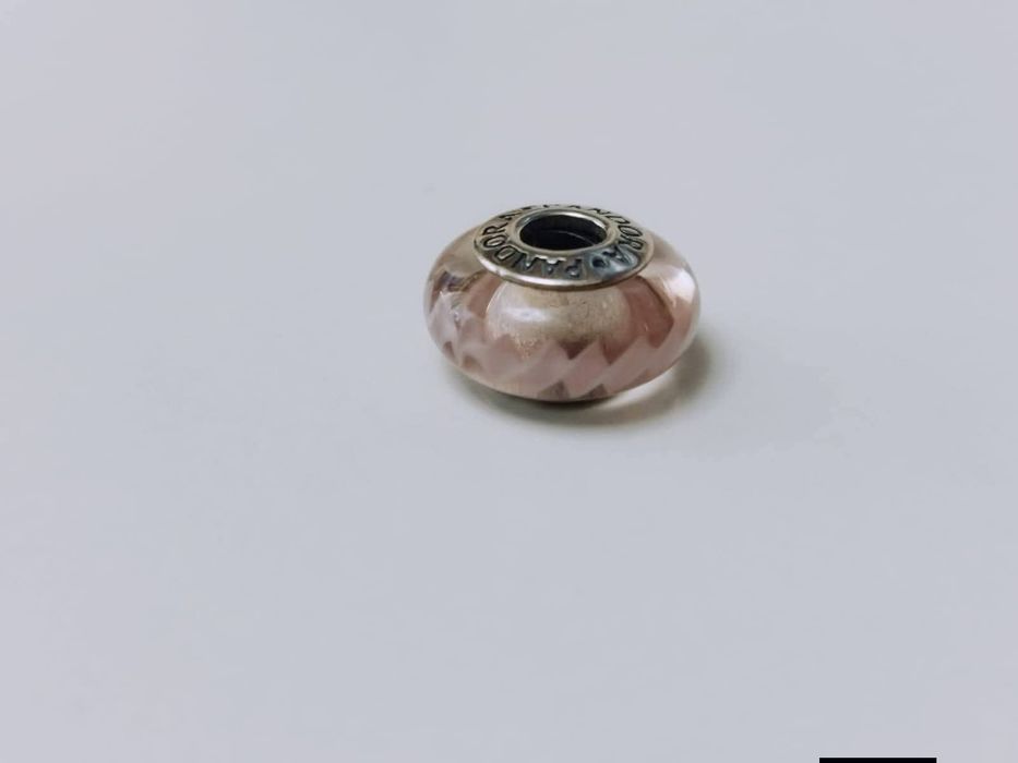 Charm Pandora 925 Murano Zig Zag Rosa Fuori