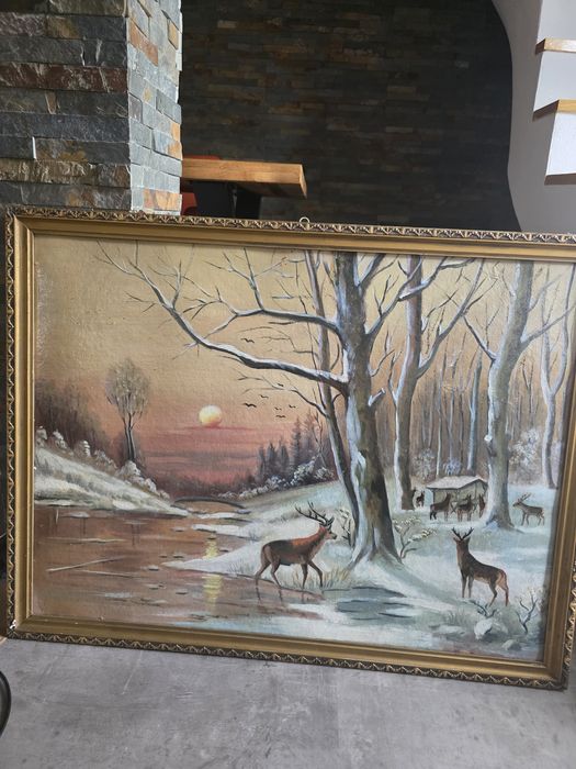 Pictură peisaj de iarna