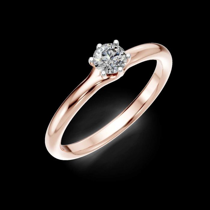 Inel de logodna din aur roz cu diamant solitaire de 0.24ct
