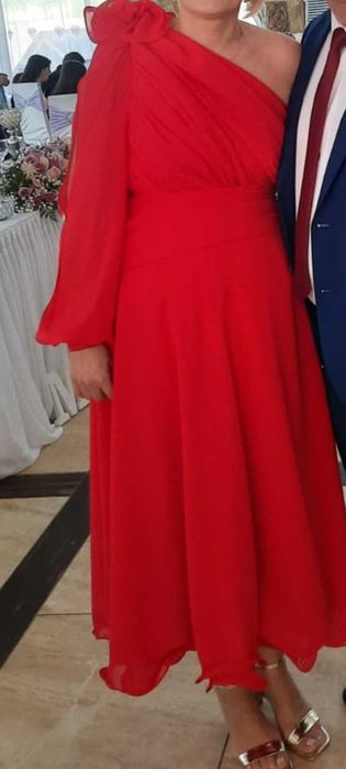 Rochie rosie din matase