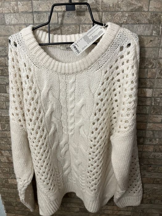 Топъл плетен бял пуловер Esprit