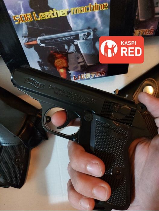 Зажигалка пистолет Walter. Зажигалка + кобура  подарочный в коробке