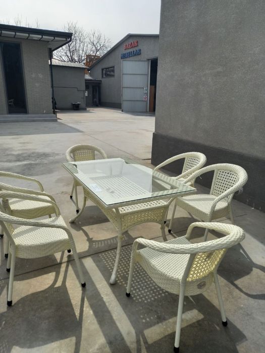 Садовый плетёный комплект стол стул Ротанг тукима мебел на заказ