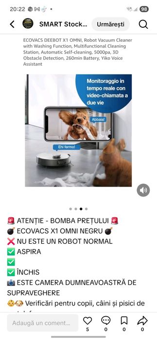 Aspirator robot ecovacs x1 omni