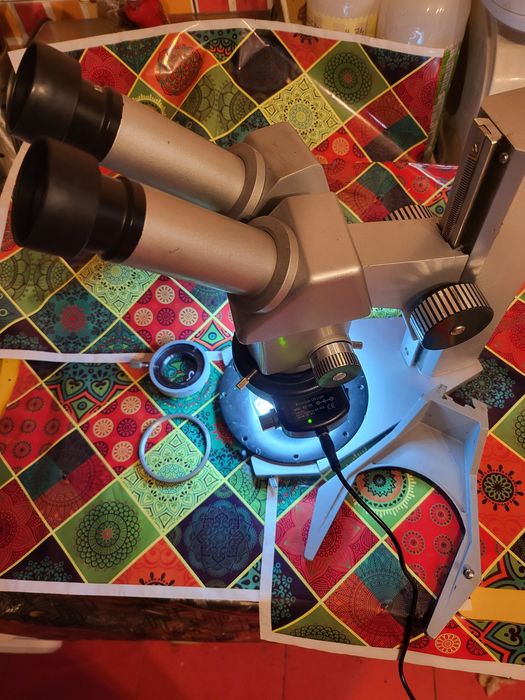 Microscop optic industrial/Dublu zoom/Full Aluminiu/Lentila Barlow 2x