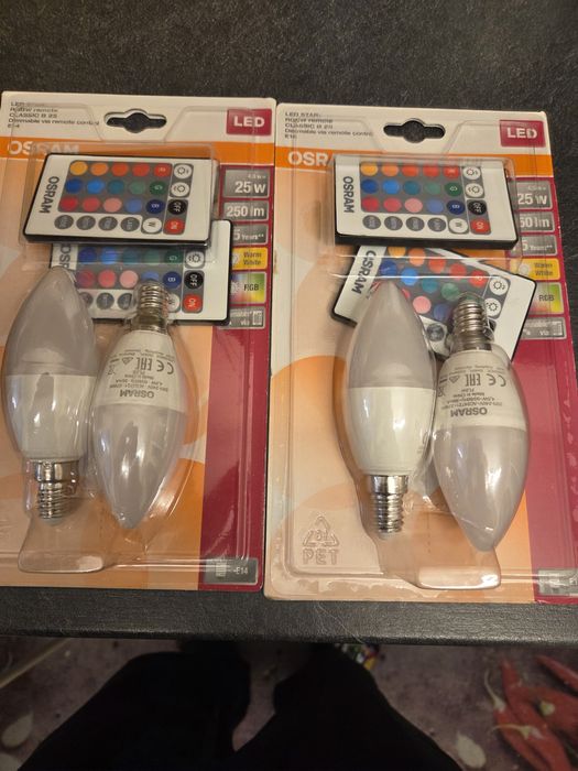 Becuri led e14 rgbw cu telecomanda Osram led star