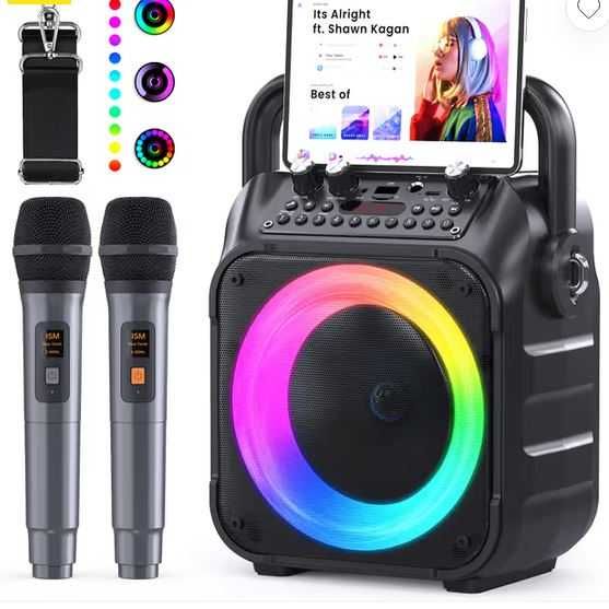 Boxa Portabila RGB Bluetooh Cu Microfon Karaoke - USB MicroSD - 5v - noua !