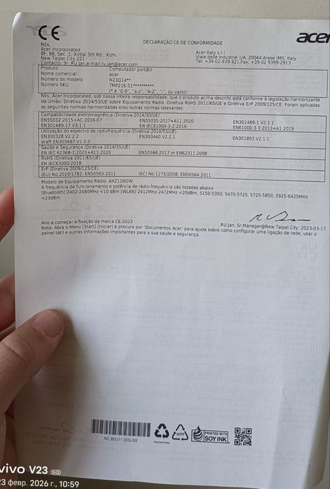 Noutbuk Aser core i5