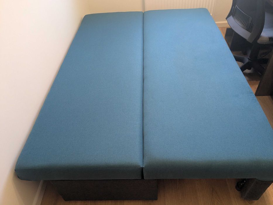 Canapea Kring Odense, 185x82x80cm, suprafata dormit 185x133 cm, culoare Gri/Turcoaz