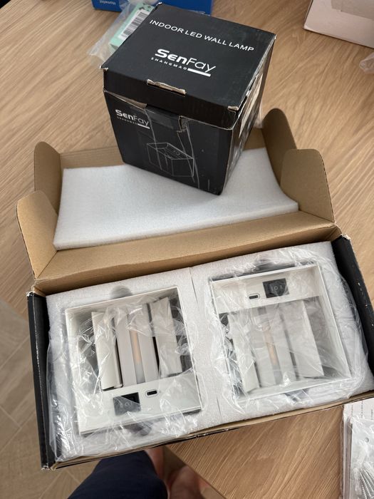 Set 3 Aplice LED Wireless SenFay, Încărcare USB-C, Unghi Lumină Reglabil, Alb