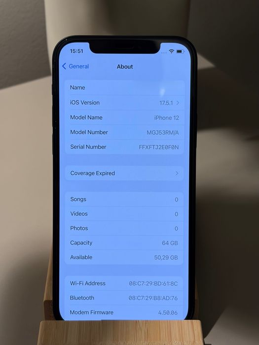 iPhone 12 - 64 GB / 84% / Black / Cablu incarcare