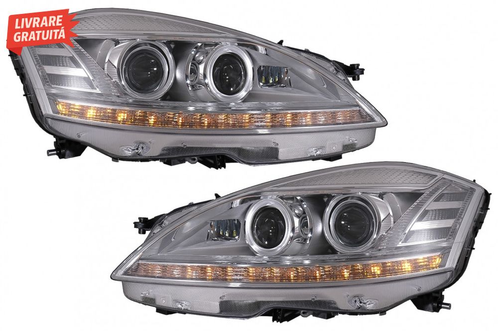 Faruri LED Mercedes Clasa S W221 (2005-2009) Facelift Look Semnalizare