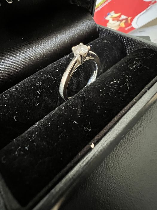 Inel logodnă aur alb 18K cu Diamant Natural 0.27 ct, Culoare E, Certificat IGI