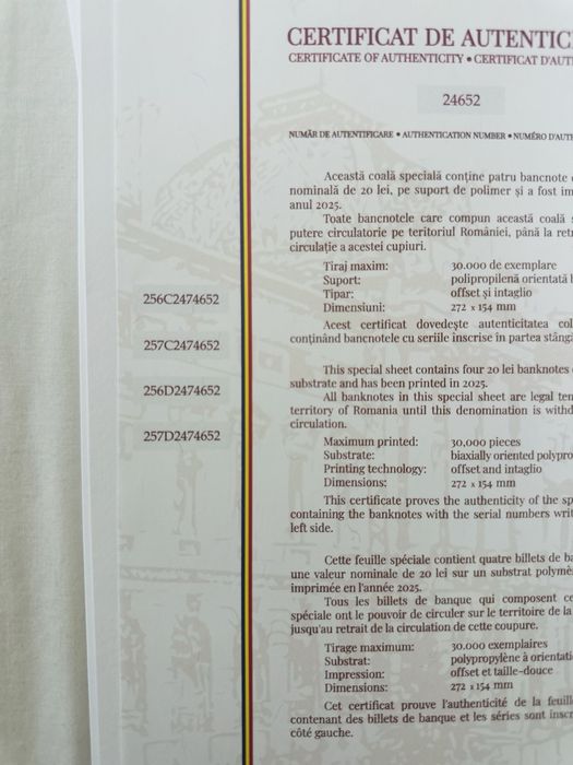 Bacnote Ecaterina foaie intreaga. Detin mai multe serii