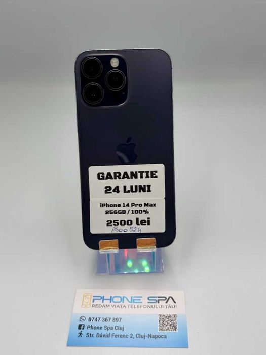 iPhone 14 Pro Max 256Gb 100%- Din magazin,cu garantie! RATE TBI !