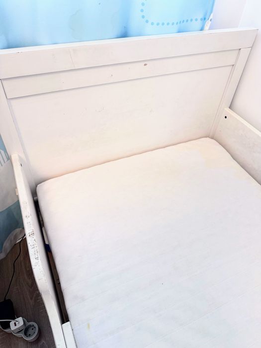 SUNDVIK Pat extensibil+somieră și saltea alb, 80x200 cm