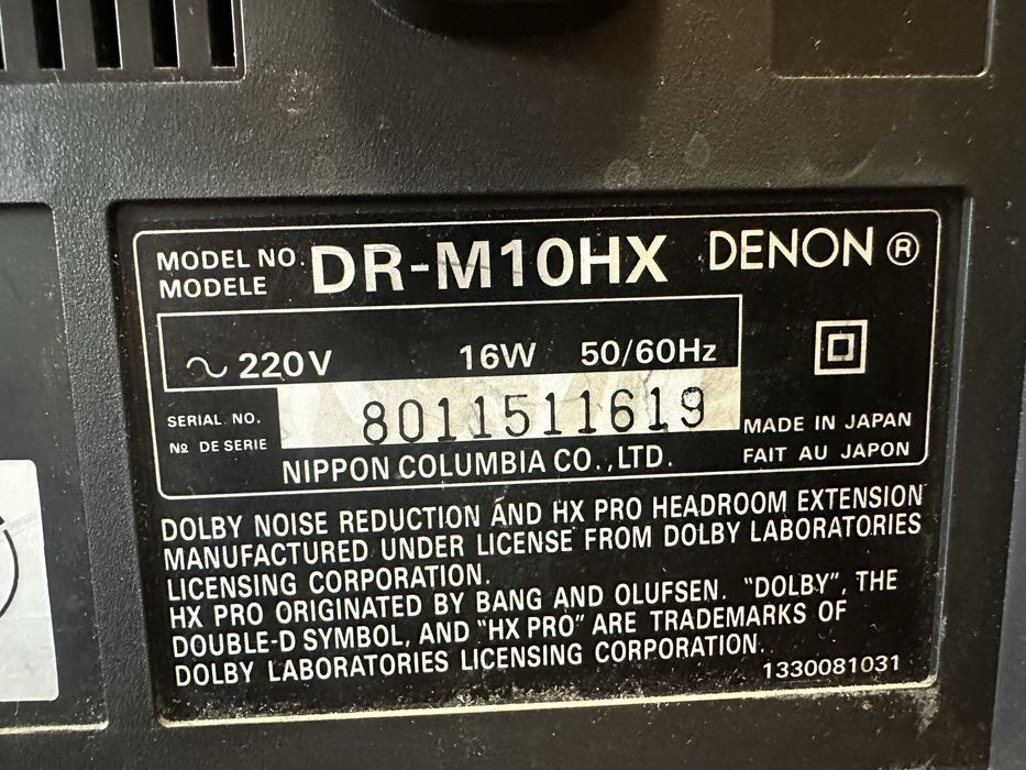 Deck Cassette Denon DR-M10HX – Made in Japan – Dolby B / HX Pro