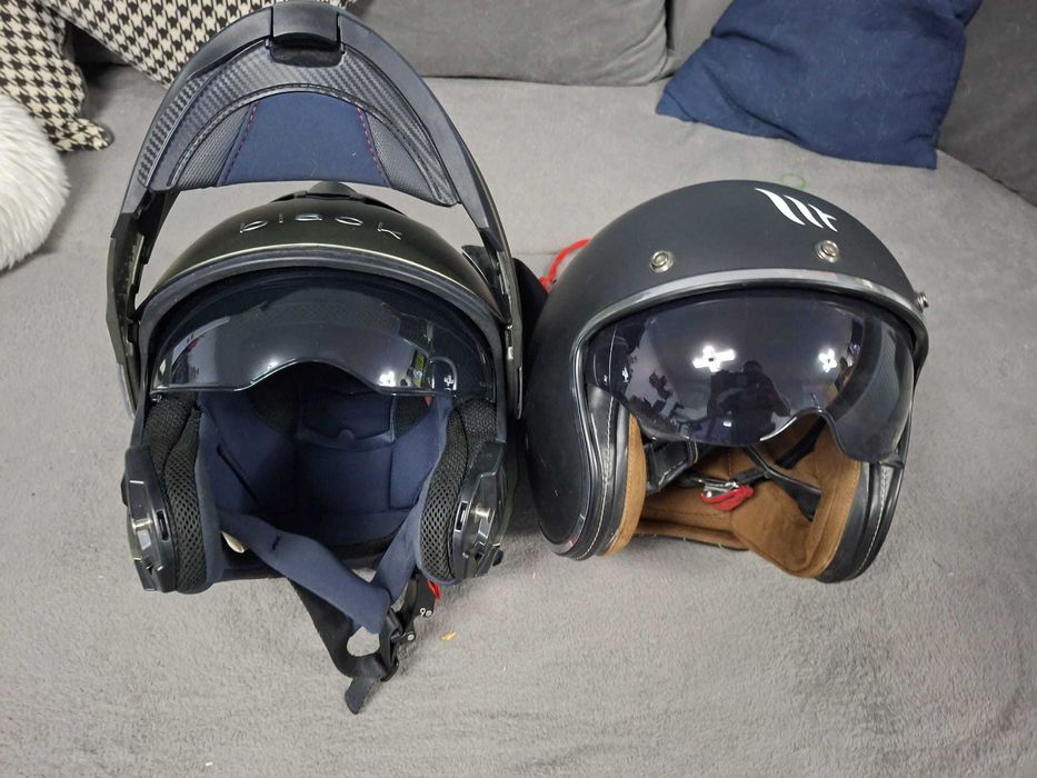 Vând 2 căști moto XXL: Black Optimus II modulară + MT Helmets Le Mans 2 SV negru mat