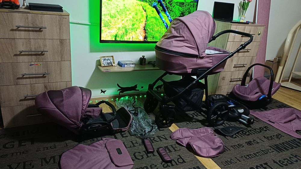 Cărucior/căruț copii 3 în 1 sport+landou+scaun auto(scoică)Testat ADAC