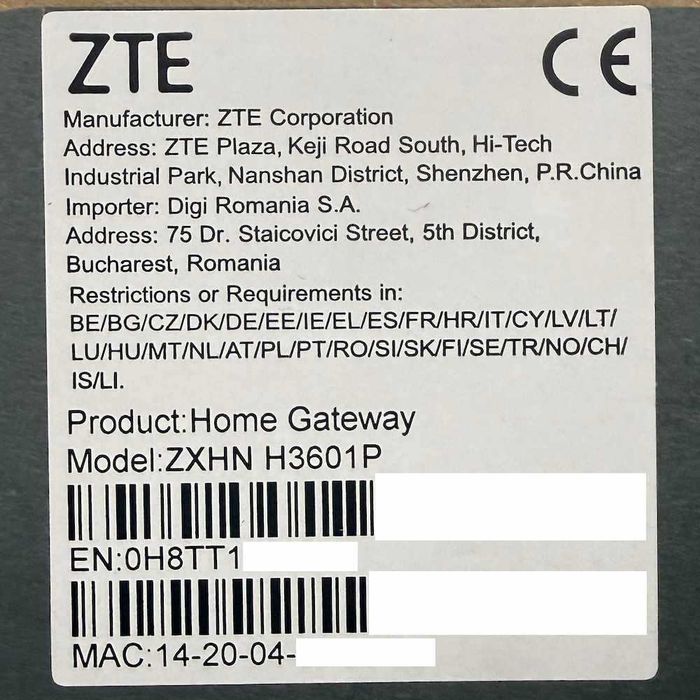 Router ZTE Home Gateway ZXHN H3601P Digi Dual Band Mesh