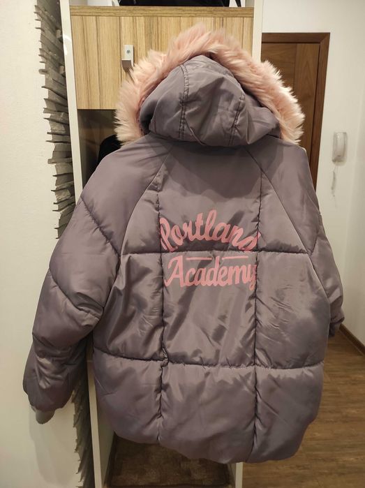 зимно яке с розов пух