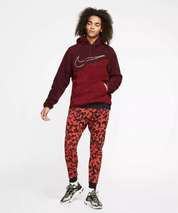 Мъжки суичър Nike Sherpa Night Maroon /Team Red/White - размер S/M