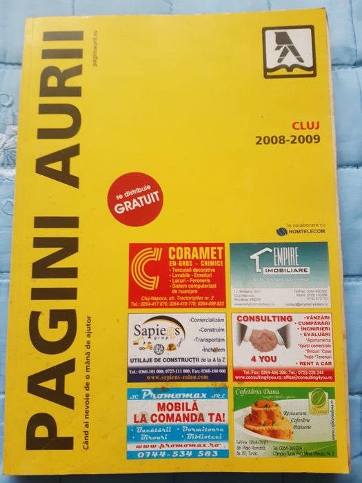 Vand cărți telefonice Pagini Aurii in orasul Turda