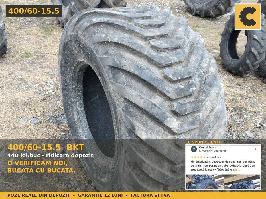 Cauciucuri 400/60-15.5 BKT Traction 882 Anvelope Remorca Telescopic 14PR SH GARANTIE Factura