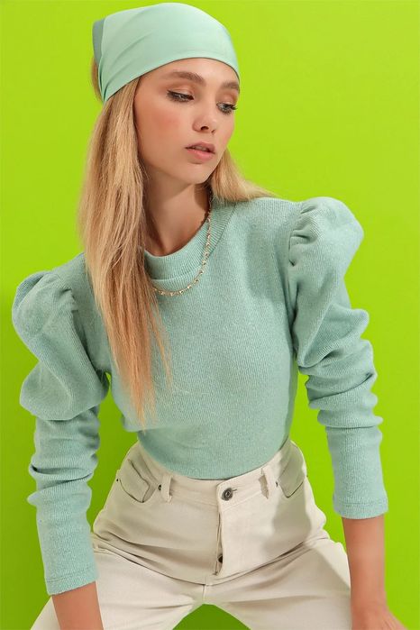 Скидки! Новый Лонгслив мятного цвета Турция