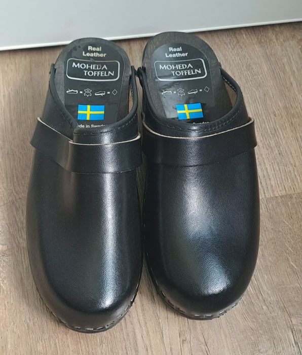 Saboți din piele cu talpă din lemn Moheda Toffeln
