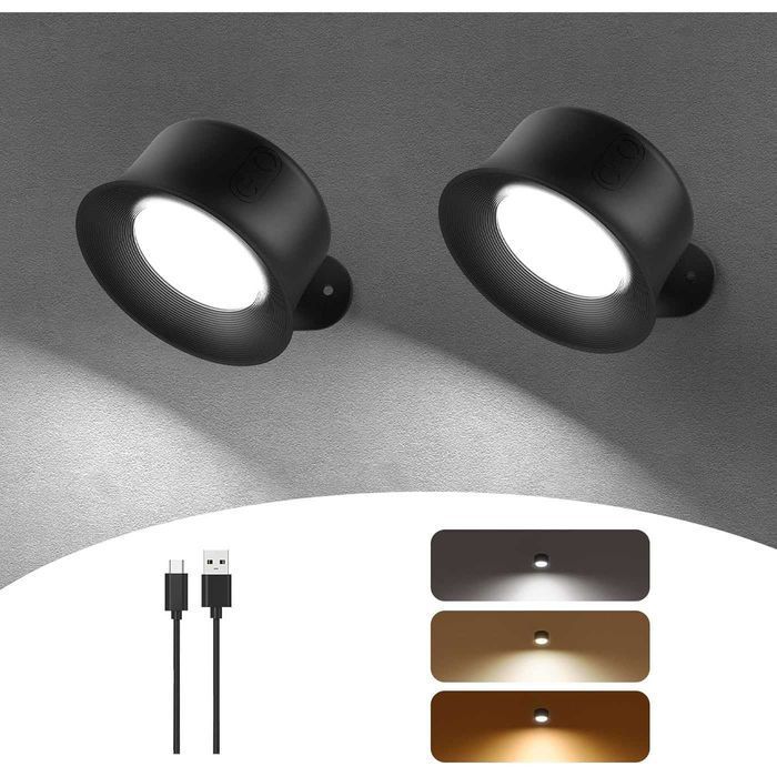 Set 2 Lămpi de Perete FULEN, Reglabile, Negru