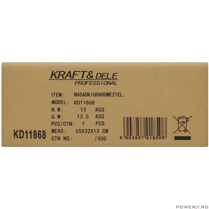 Trusa chei tubulare de impact 3/4", 19 - 50mm, 21 bucati, Kraft