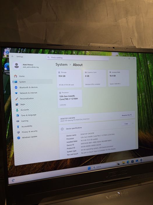 КАТО ЧИСТО НОВ ASUS TUF F15 | RTX 4060 | Intel i7 | Windows 11 Pro
