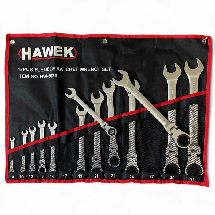Звездогаечни тресчотни ключове с чупещо рамо 8 – 32 мм 13 части HAWEK