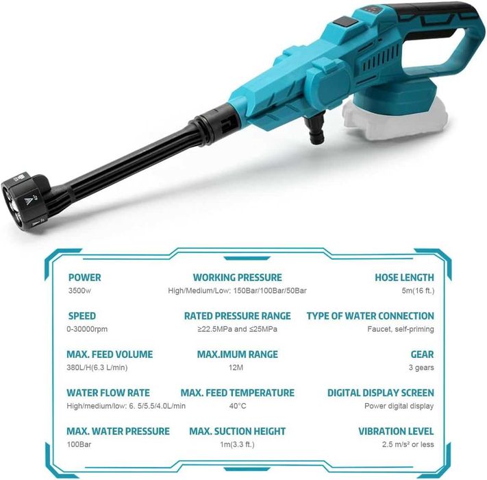 Професионална акумулаторна водоструйка дигитален дисплей 36V 8Ah Kraft