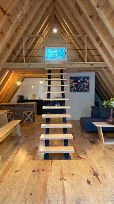 Cabana A -frame din lemn tratat la cheie foisoar terasa