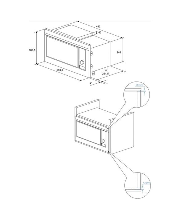 Микровълнова фурна за вграждане Hansa AMG20BFH, 20 л, 700 W Черна