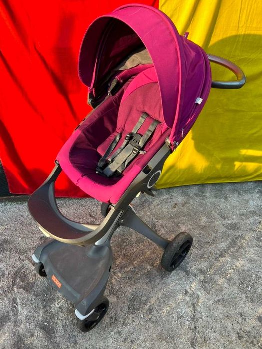 Carucior 3 in 1 Stokke Xplory pentru bebelusi, violet mov, landou, scoica, carut, umbrela, geanta, stare buna! Nou, a fost 4000lei!